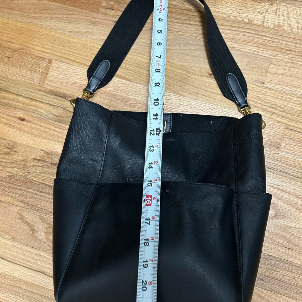 Celine Seau Sangle Medium Black Leather Shoulder Bag Phoebe Philo - Rehab - Picture 12 of 15